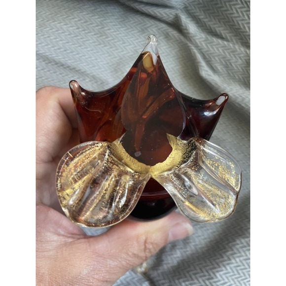 Vintage Murano Art Glass Duck 7.5"  Amber Glass - Picture 5 of 15